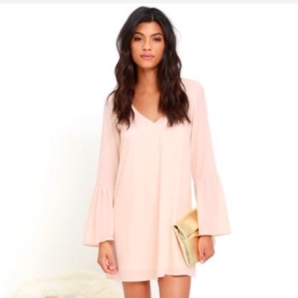 Lulus | Dresses | Lulus Far Wanderings Peach Long Sleeve Shift Dress |  Poshmark